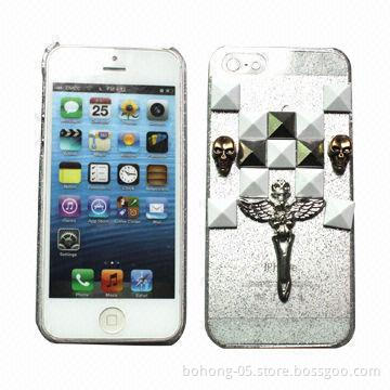 Cases for iPhone 5, Made of PC, Flash Powder Paste Transparent Solid Drill (Jesus)